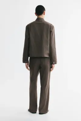 Pantalon large Relaxed Fit - Marron foncé/carreaux — photo 3