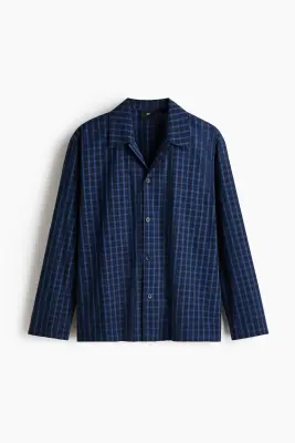 Chemise et pantalon de pyjama en popeline - Bleu marine/carreaux — photo 4