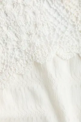 Top texturé avec partie façon crochet - Ivoire — photo 3