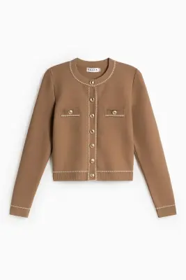 Lillianna Short Cardigan - Beige with cream — photo 3
