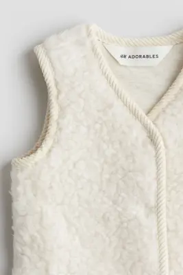 Veste sans manches en laine mélangée - Crème — photo 3