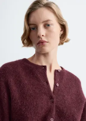 Cardigan en maille d’alpaga mélangé - Bordeaux — photo 2