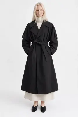 Trench Kab Noir en twill de coton épais — photo 2