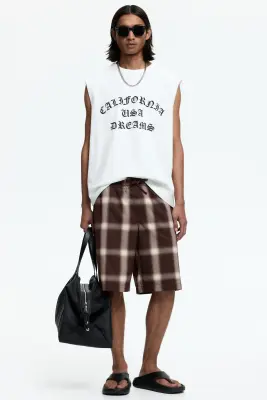 Short Loose Fit - Marron foncé/carreaux — photo 2