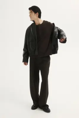 Four-way Stretch Regular Fit Henley top - Marron foncé — photo 1