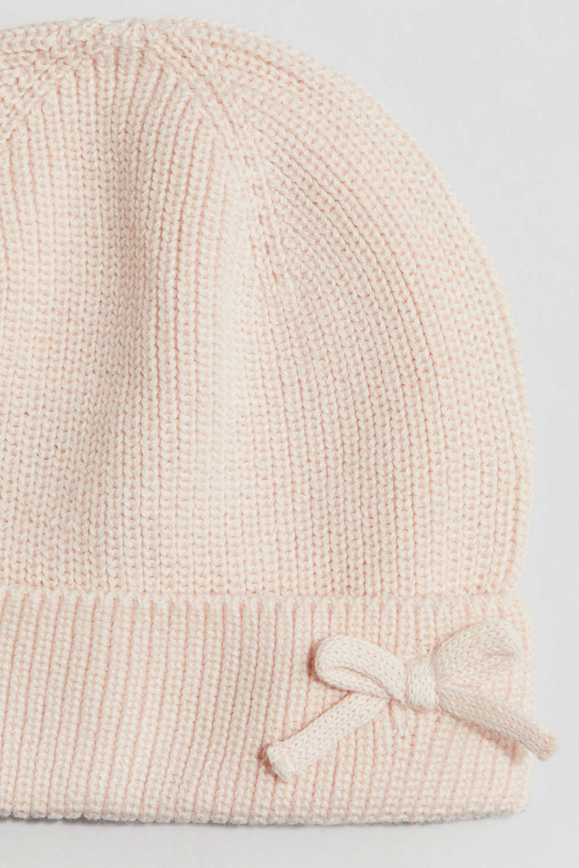 Bonnet en coton avec nœud - Rose poudré