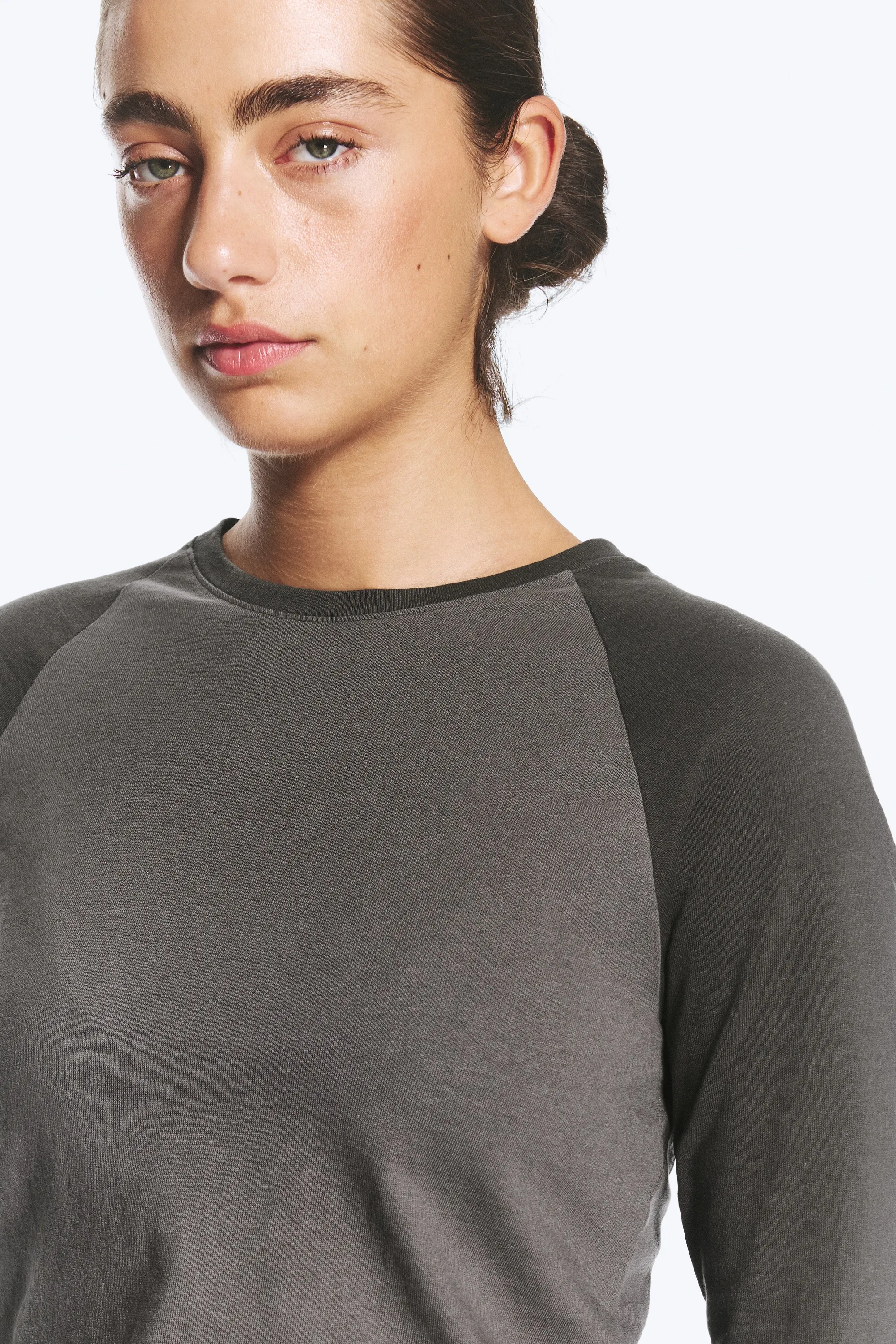 Top raglan à manches trois-quarts - Taupe foncé