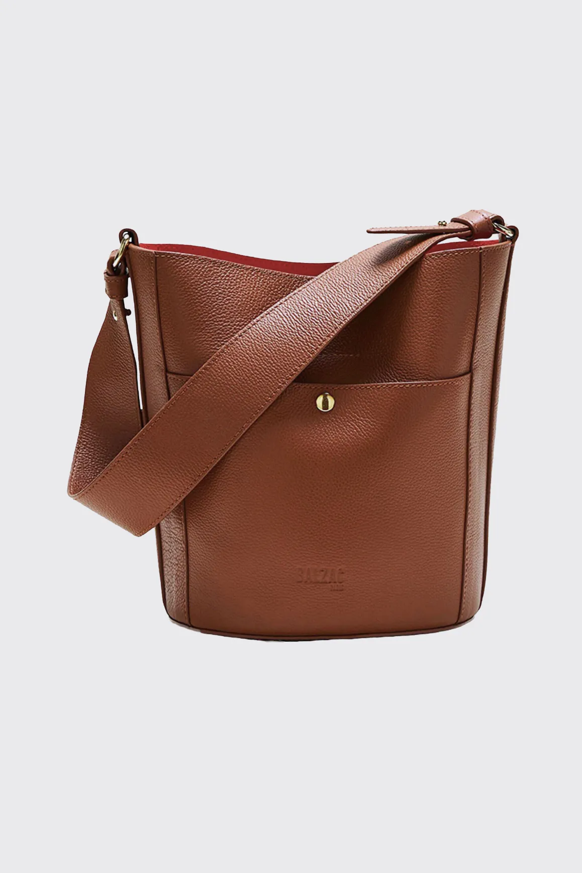 Sac Sofia grainé cognac intérieur orange