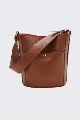 Sac Sofia grainé cognac intérieur orange