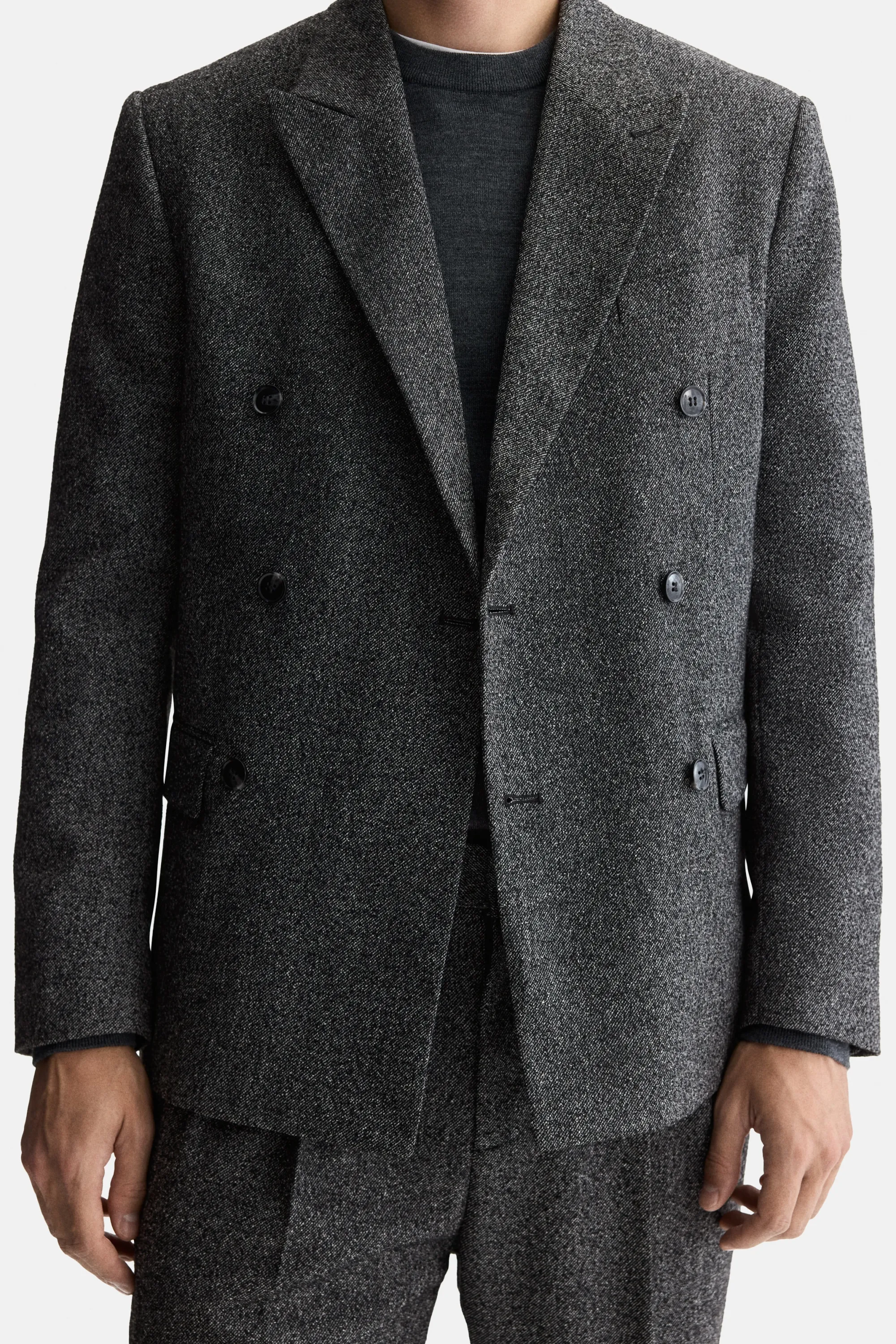 Veste Regular Fit à fermeture croisée - Gris foncé chiné