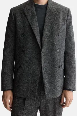 Veste Regular Fit à fermeture croisée - Gris foncé chiné — photo 1