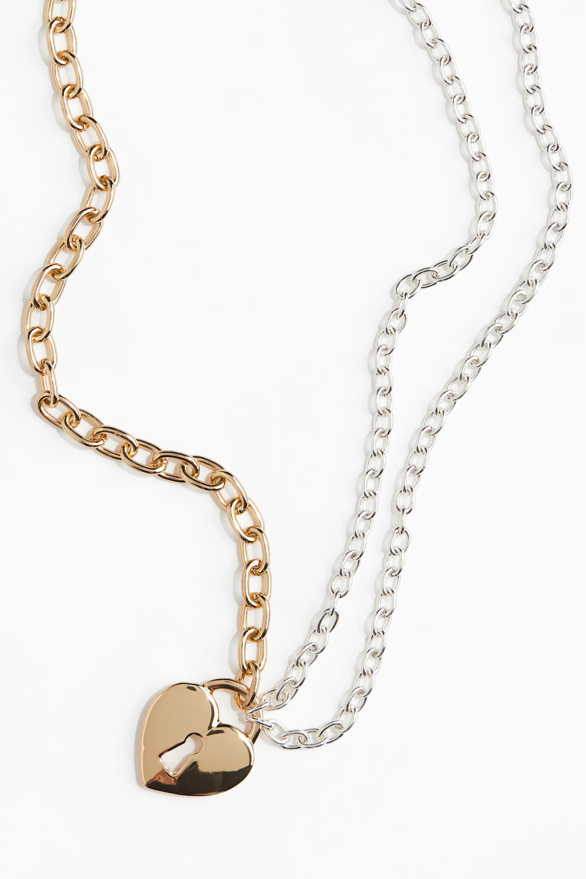Collier bicolore avec pendentif - Doré/argenté