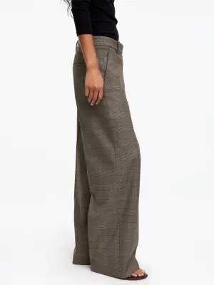 Pantalon tailleur en laine mélangée - Marron foncé — photo 3