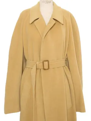 Manteau Homme long ceinturé en cachemire, laine et angora jaune Prix boutique est. 7200€ Taille L — photo 3