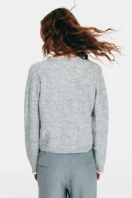 Gilet en maille torsadée - Gris chiné — photo 3