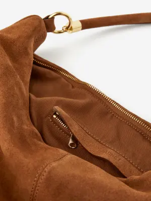 Sac à bandoulière en cuir suédé - Marron — photo 4