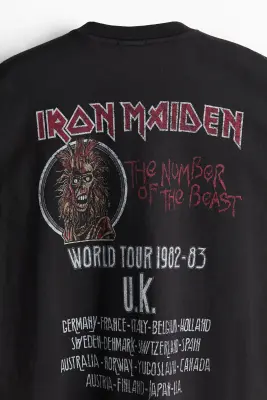 T-shirt Oversized Fit - Noir délavé/Iron Maiden — photo 5