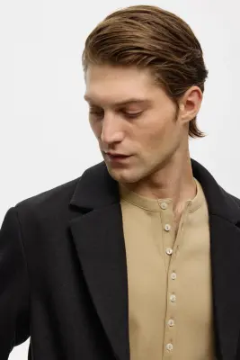 Manteau à fermeture droite - Noir — photo 1