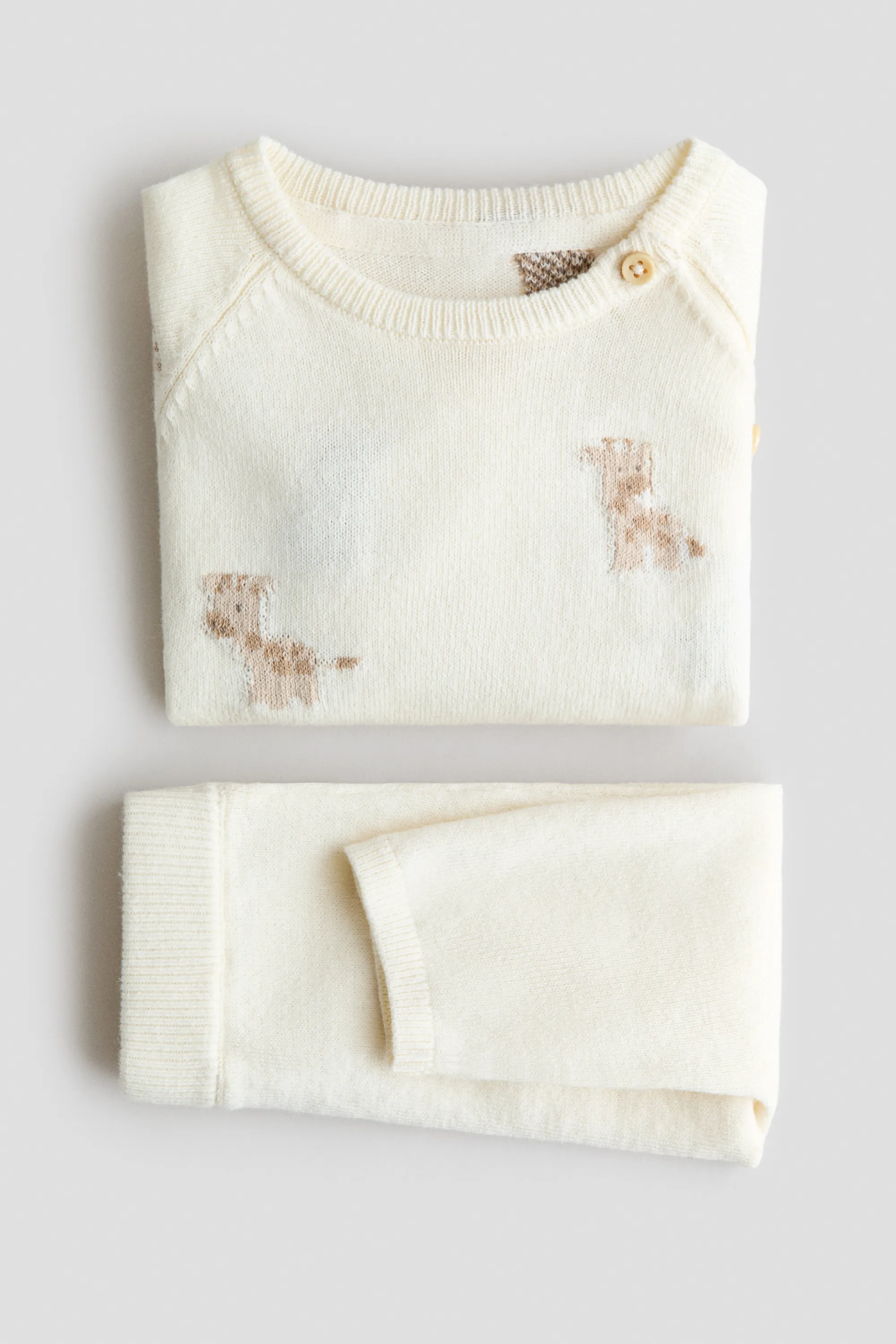 Ensemble 2 pièces en maille de coton - Blanc/girafes