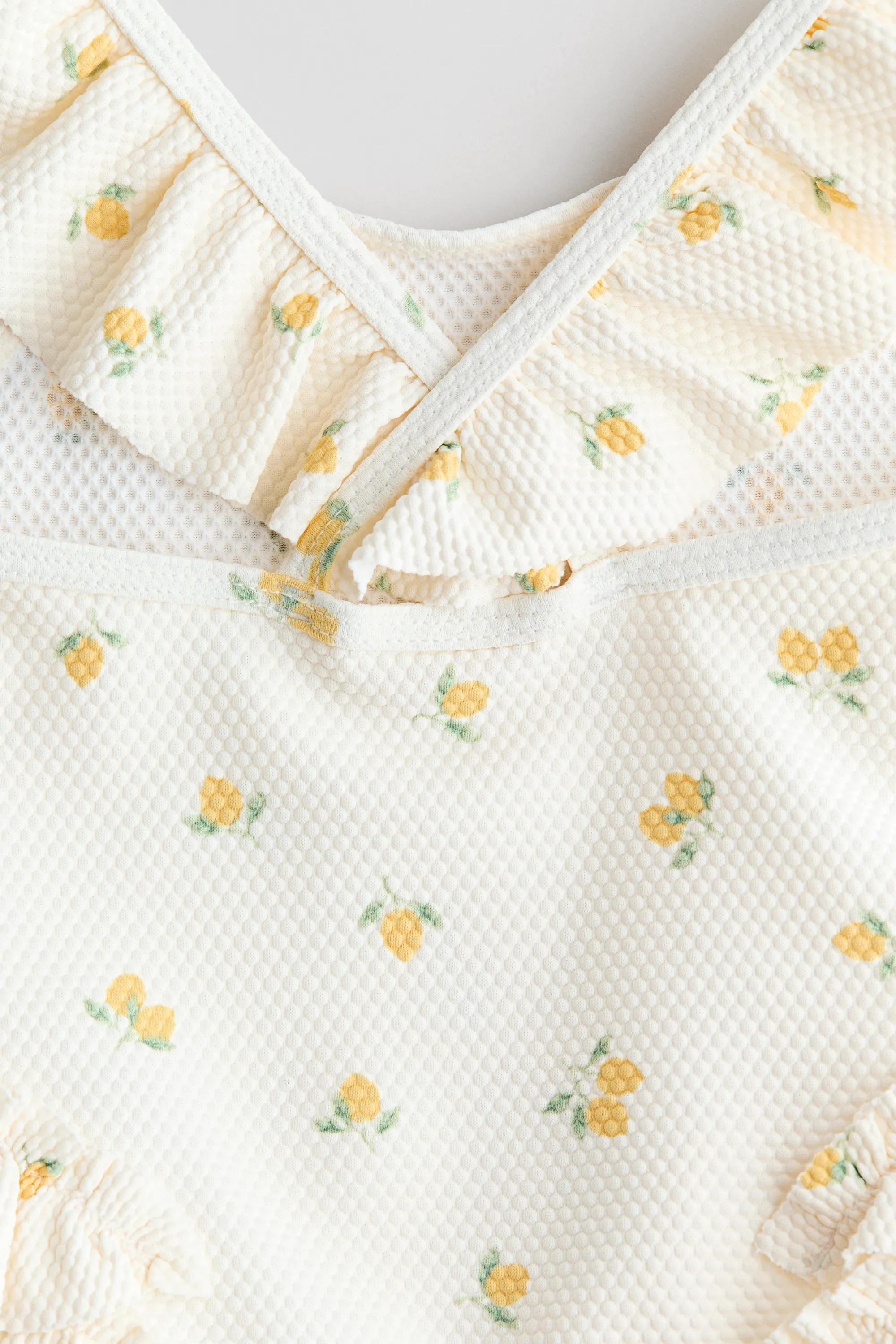 Maillot de bain volanté - Blanc/citrons