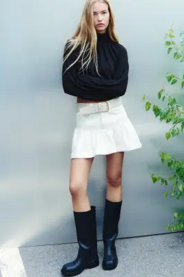 Blouse froncée en jersey - Noir — photo 1
