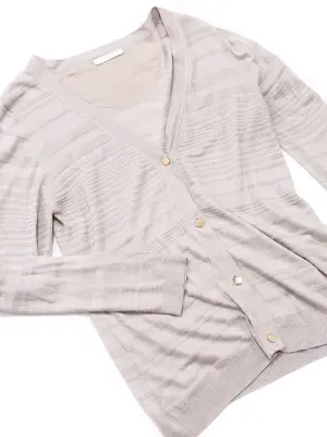 Gilet en soie et coton gris rose et boutons dorés Prix boutique 700€ Taille 36 — photo 3