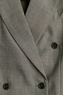 Double-breasted wool-blend blazer - Gris — photo 5