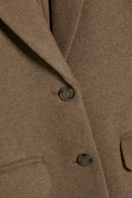 Manteau ajusté en mélange de laine à boutonnage simple - Marron poudré chiné — photo 4