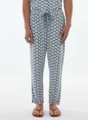 Pantalon Bleu en Lin / Elasthanne — photo 3