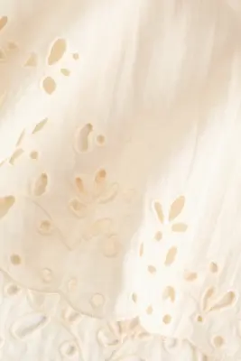 Chemise de plage avec broderie anglaise - Crème — photo 4