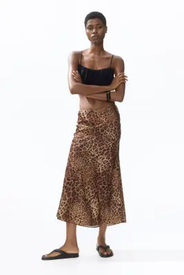 Slip skirt en satin - Marron/imprimé léopard — photo 1
