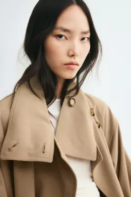 Trench-coat oversize en twill - Beige — photo 4