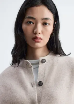 Cardigan en laine mérinos bouillie - Taupe — photo 2