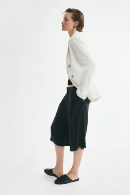 Blazer à fermeture croisée en viscose mélangée - Crème — photo 3