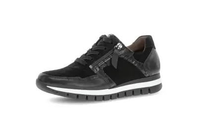 Baskets Gabor 76.438.67 Noires - Cuir Lacets Zip Grande Pointure Femme — photo 1