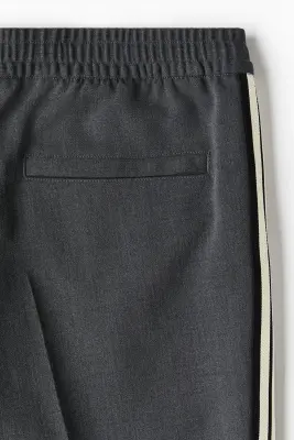 Pantalon Relaxed Fit - Gris foncé chiné/rayé — photo 5