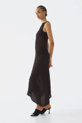 Robe maxi en dentelle - Marron foncé — photo 3