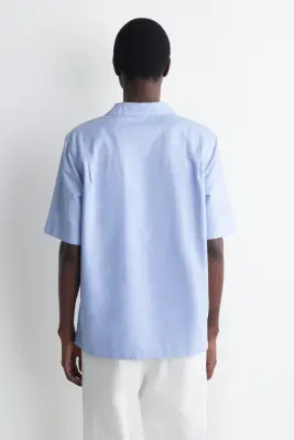 CHEMISE POPOVER EN COTON OXFORD - BLEU CIEL — photo 4