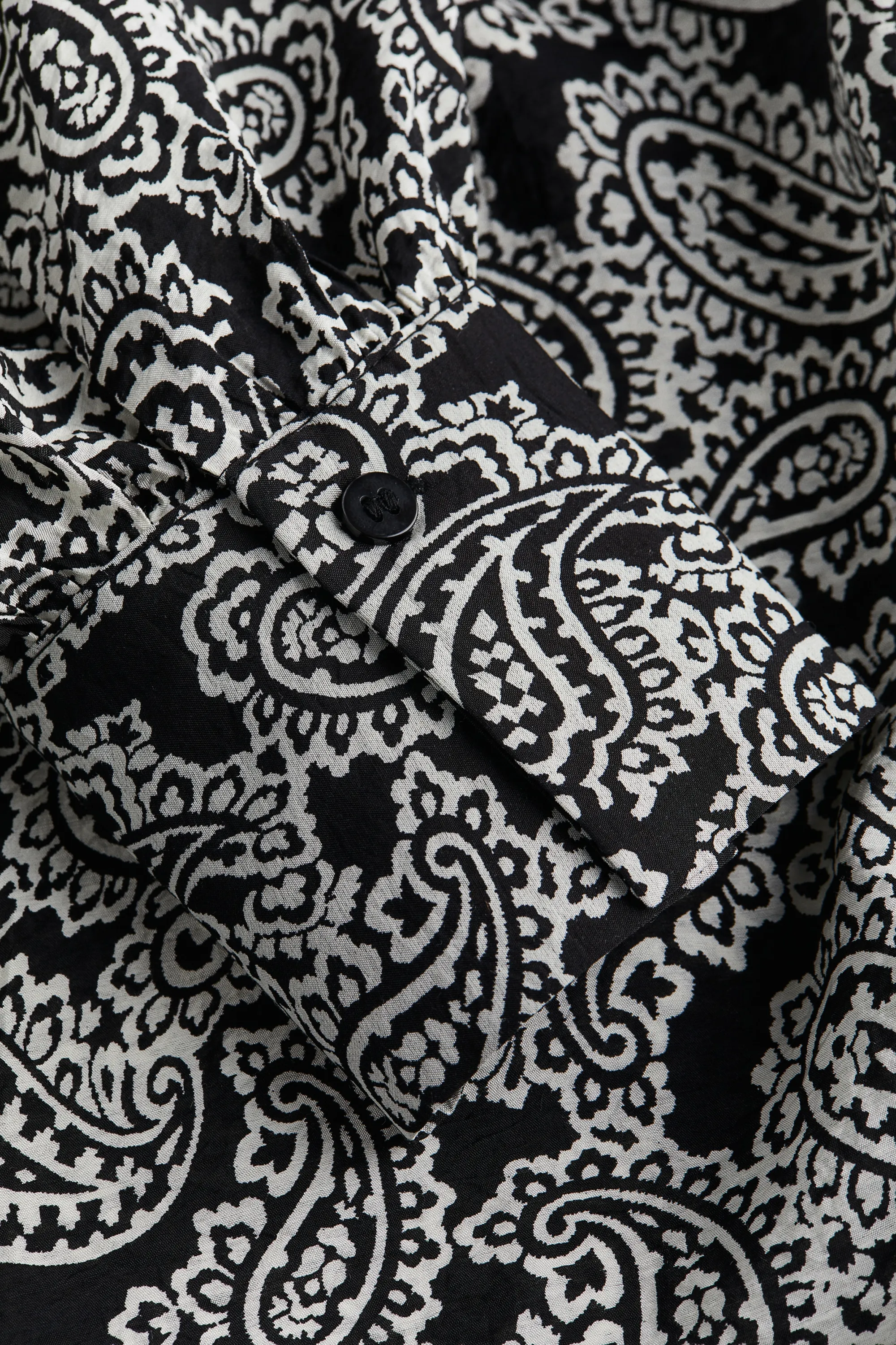 Robe tunique à manches ballon - Noir/motif cachemire