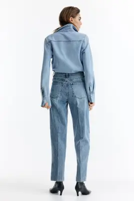 Barrel High Ankle Jeans - Bleu denim clair — photo 1