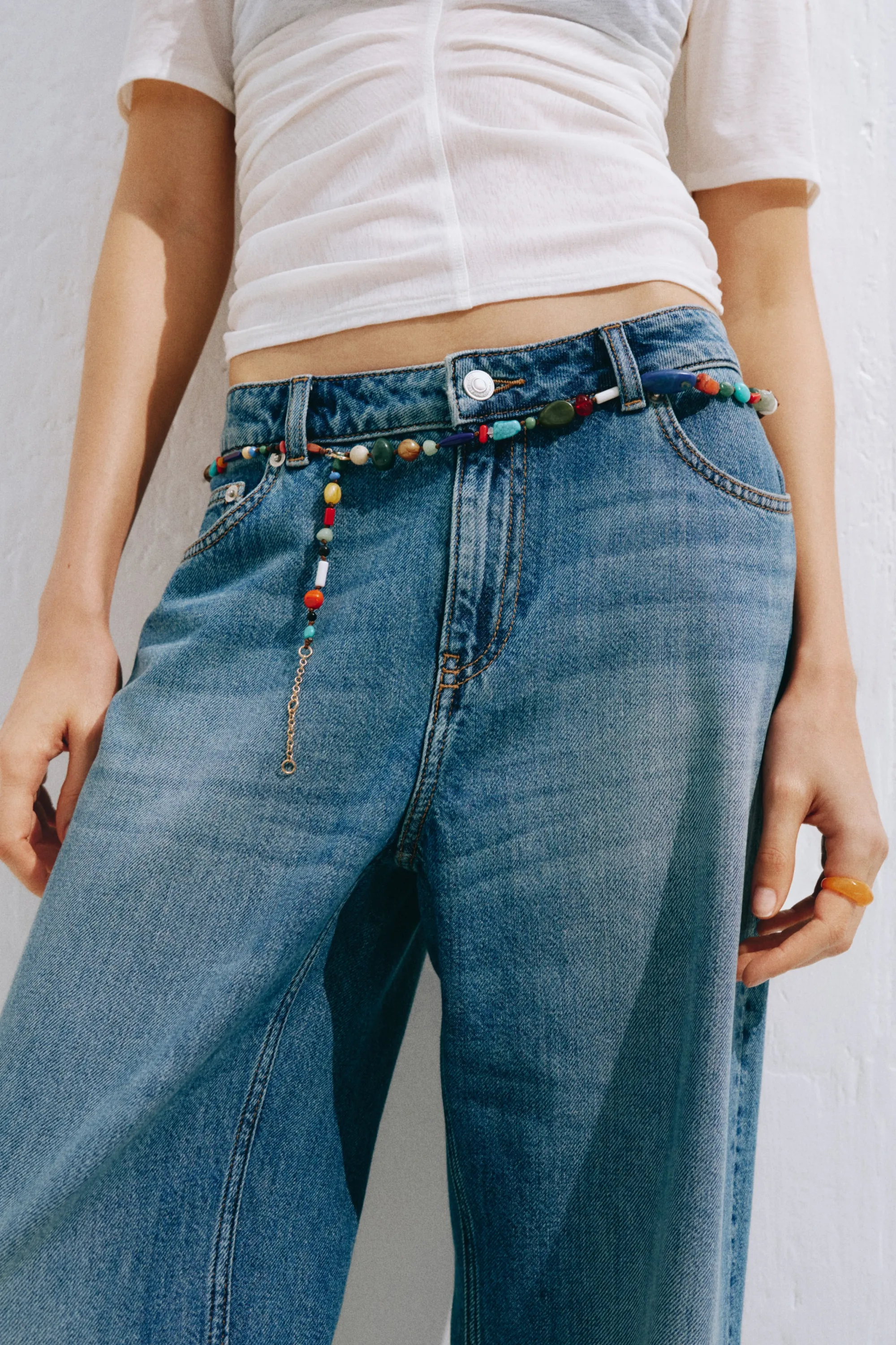 Baggy Regular Waist Jeans - Bleu denim délavé