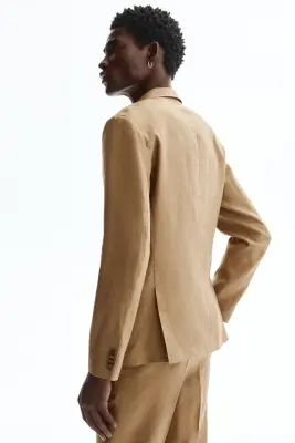 Veste Slim Fit en lin - Beige — photo 3