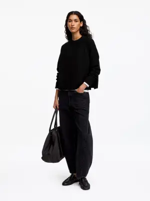 Pull en laine à poignets repliés - Noir — photo 1