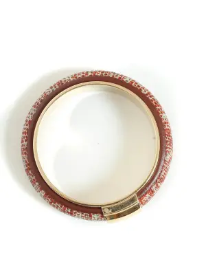 Bracelet en laiton doré et cuir bordeaux Prix boutique 340€ — photo 4