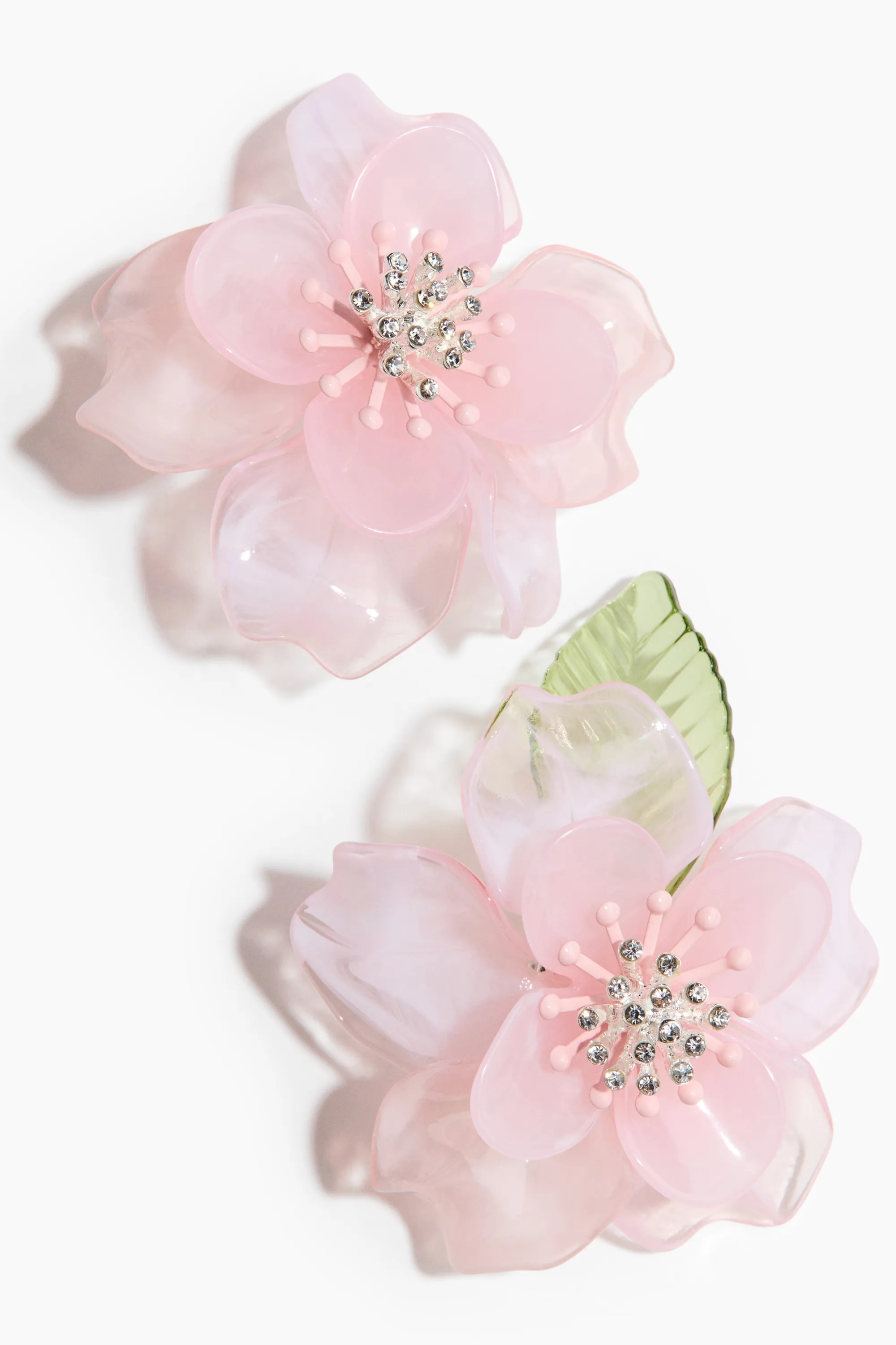 Flower-shaped statement earrings - Rose clair