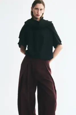 Pantalon barrel avec détails croisés - Bordeaux — photo 1