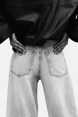 Wide High Waist Jeans - Bleu denim clair — photo 2
