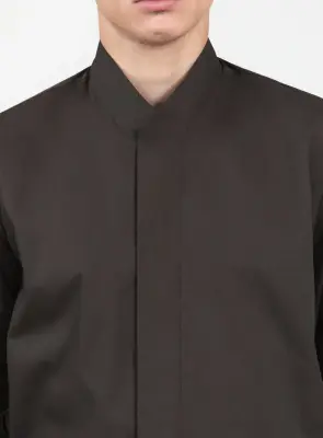 Origami Collar Shirt in Chocolate Poplin — photo 2