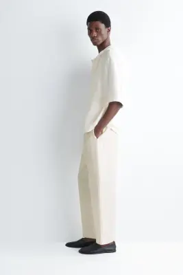 PANTALON BARREL DÉCONTRACTÉ EN LIN - ÉCRU — photo 1