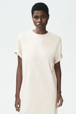 Longue robe T-shirt - Beige clair — photo 2